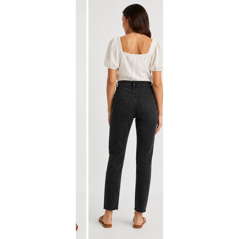 Wild Fable Super High-Rise Slim Straight Distressed Black Jeans Sz 2 -27" Inseam - Picture 2 of 5